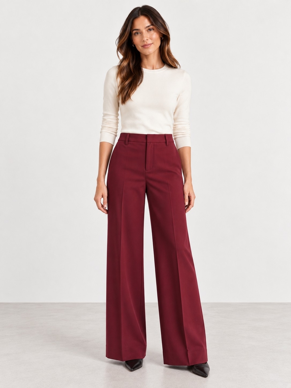 Banana Republic Factory Sculpted Stretch Wide Leg Pants 8P Bright Wine